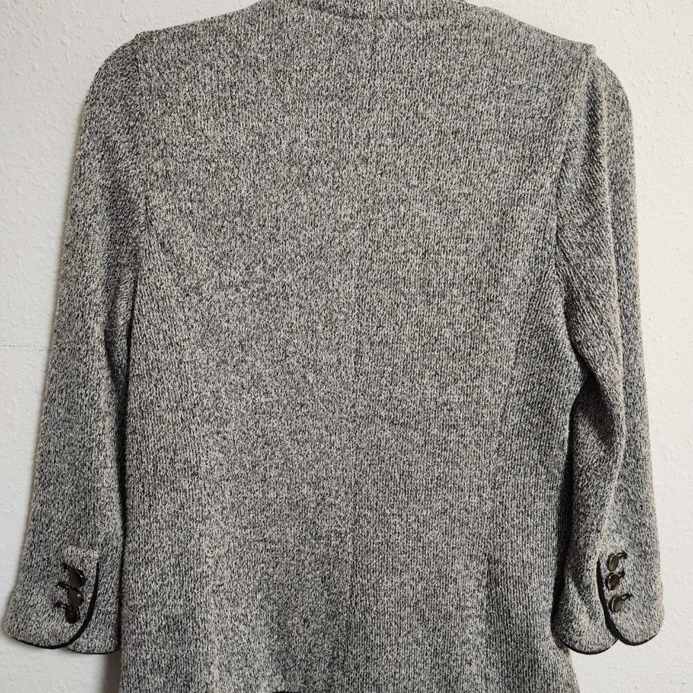 Skies Are Blue Alanna Textured Knit Blazer Heather Grey Black Floral Lining Medi - Picture 8 of 11